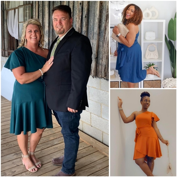 NWT Grace Karin Black One Shoulder Short Sleeve Ruffle Tie Mini Midi Dress XL - Picture 10 of 16